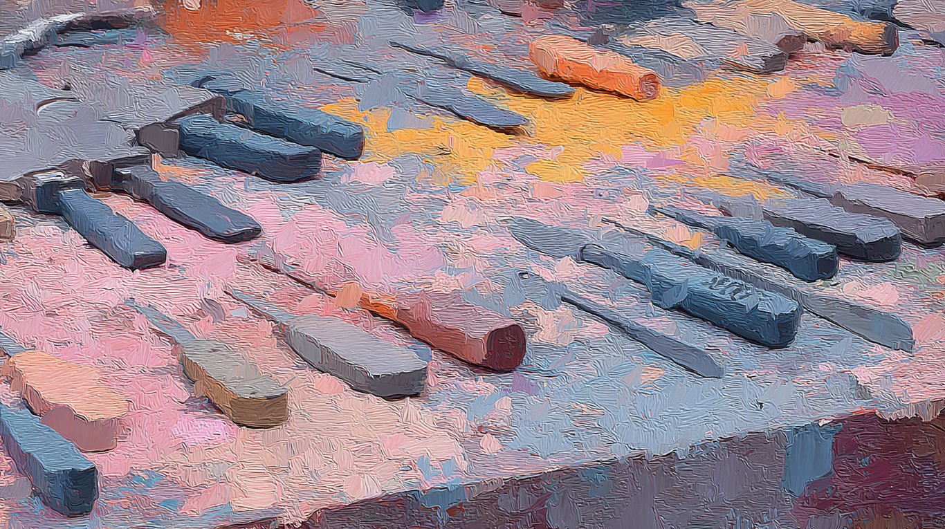 A workshop bench covered with hand tools whose handles have been individually re-shaped, each one fitting a particular hand, names burned into the wood; on the corner of the bench, a single unmarked plastic-cased machine sits in shrink-wrap, waiting to be returned at the end of the lease