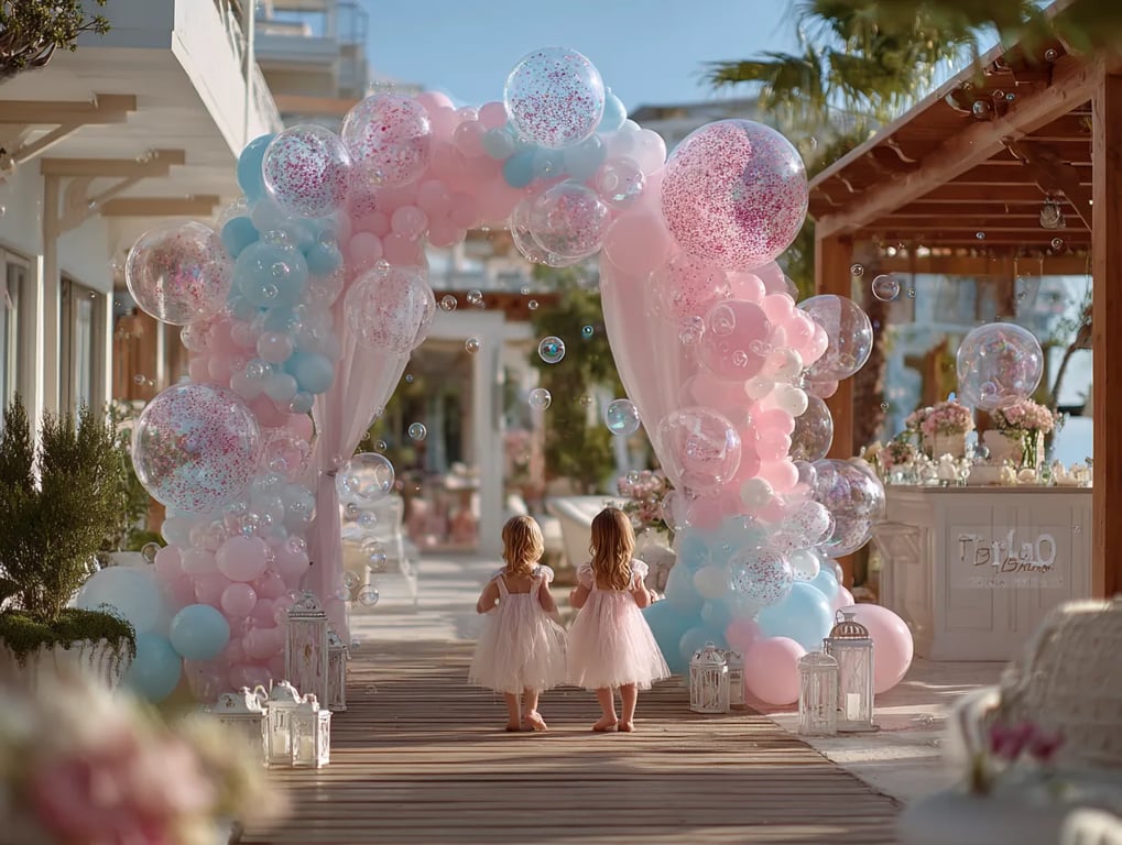 Colorful outdoor party setup
