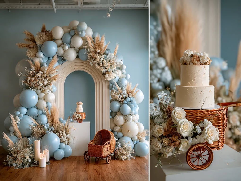Baby announcement backdrop with neutral tones