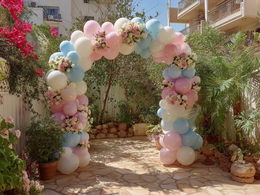 Outdoor celebration with pink and blue theme