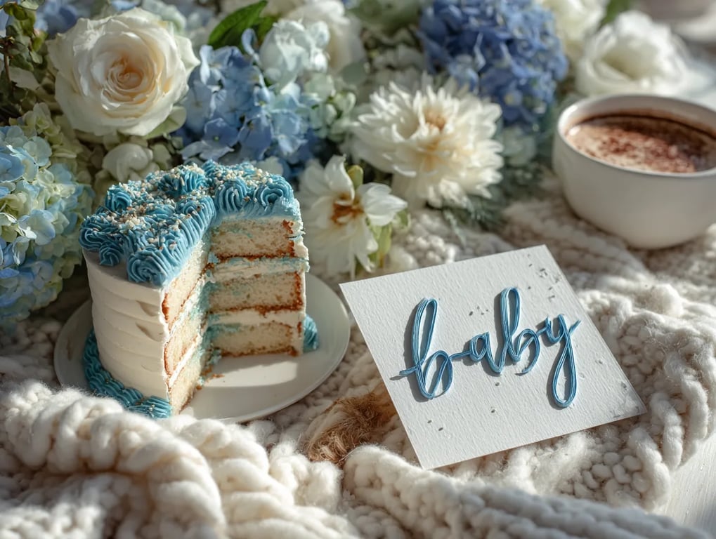 Elegant baby boy announcement styling