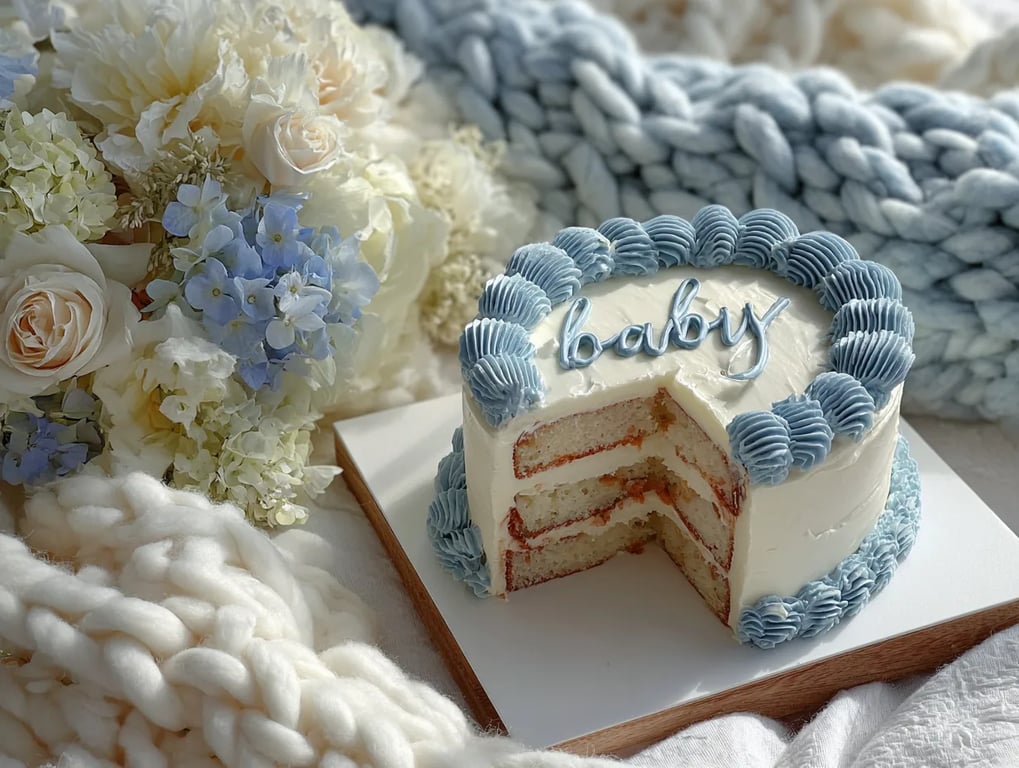 Professional baby boy announcement flat-lay
