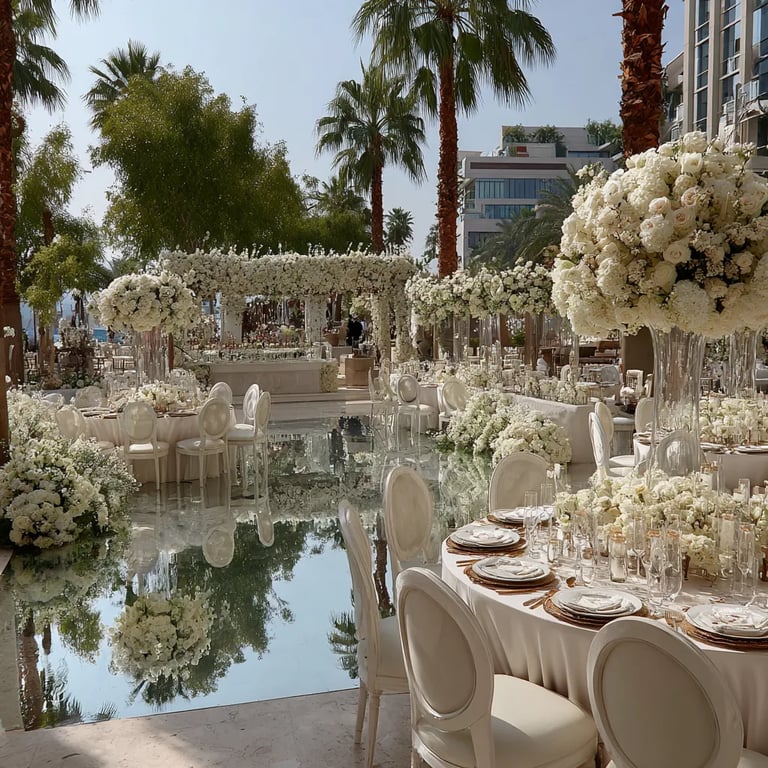Full glam wedding setup with luxurious details