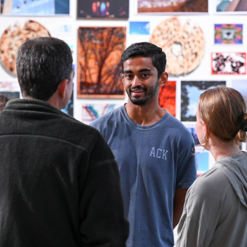 Student chatting at Lyons Arts Lab event