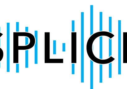 "splice" with a blue sound bar behind it