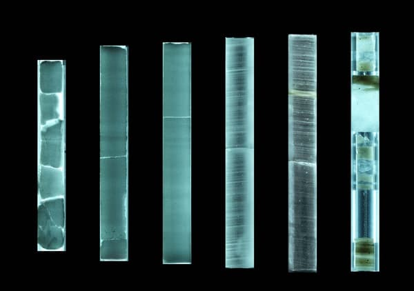 X-ray view of six Greenland ice core segments
