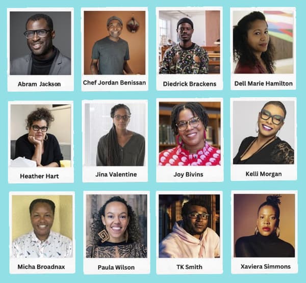 Composite image of July 2023 Summer Think Tank participants on top of an blue background.