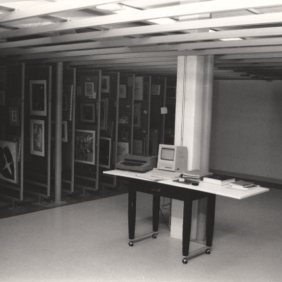 Archival image of Colby Museum storage