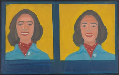 A painting by Alex Katz titled 'Double Portrait with Frames,' oil on canvas, 1995.