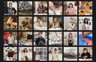 Compilation image of 2022 Senior exhibitors and portraits.