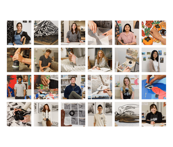 Compilation image of 2022 Senior exhibitors and portraits.