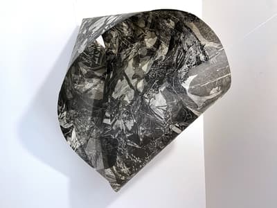 A woodcut print collage by Amanda Lilleston, 2023.