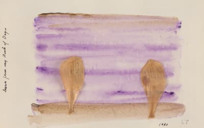 Watercolor and leaves from Lenore Tawney's Book of Days, 1980.