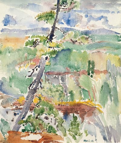 A watercolor landscape by John Marin, 1912.