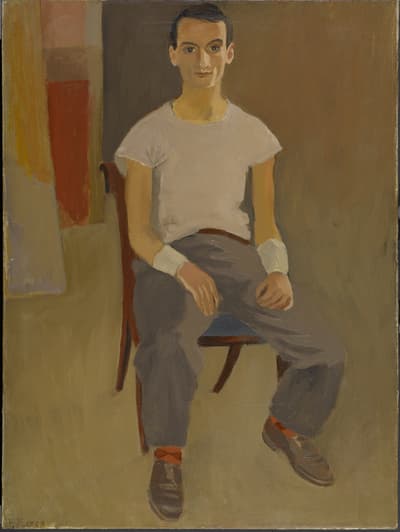 An oil on canvas portrait of the young artist Larry Rivers by Fairfield Porter, c. 1951.