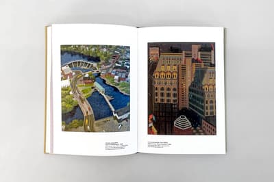 Five American Painters: Lois Dodd, Rackstraw Downes, David Driskell, Yvonne Jacquette, and Alex Katz in Conversation with Sharon Corwin publication open to two page spread