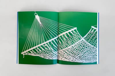 Currents 8: Carly Glovinksi publication open to two page illustrative spread