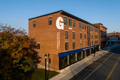 Greene Block + Studios, a brick building on Main Street in Waterville.