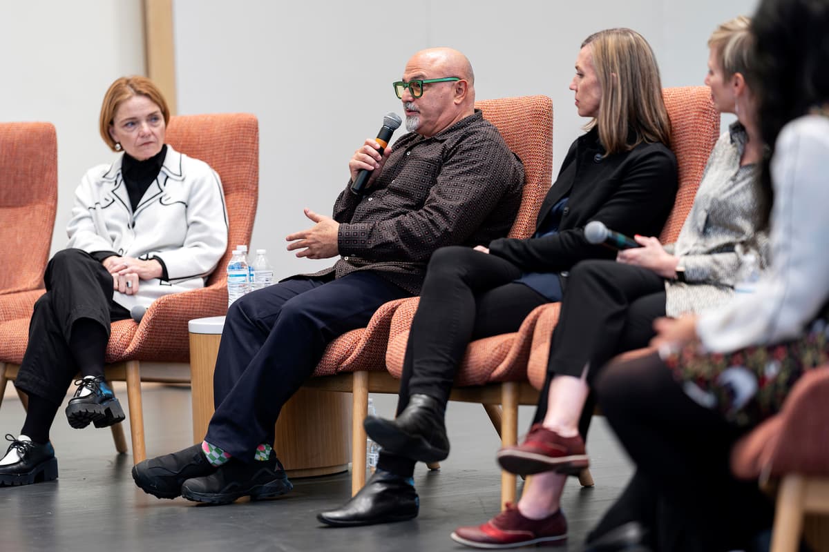 Panelist speaking at Colby College Museum of Art symposium: "What is the state of American Art?”