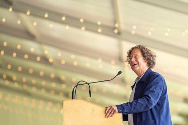 Adam D. Weinberg gives a speech after being awarded the Jette Award for Leadership in the Arts during the Museum Summer Luncheon on Saturday, July 13, 2024.