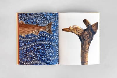 Wiwenikan: the beauty we carry publication opened to two page illustrative spread