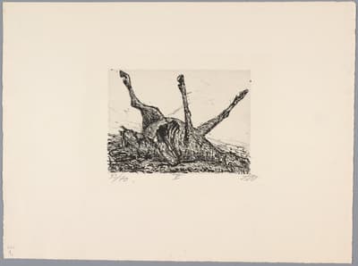Etching of a horse carcass.