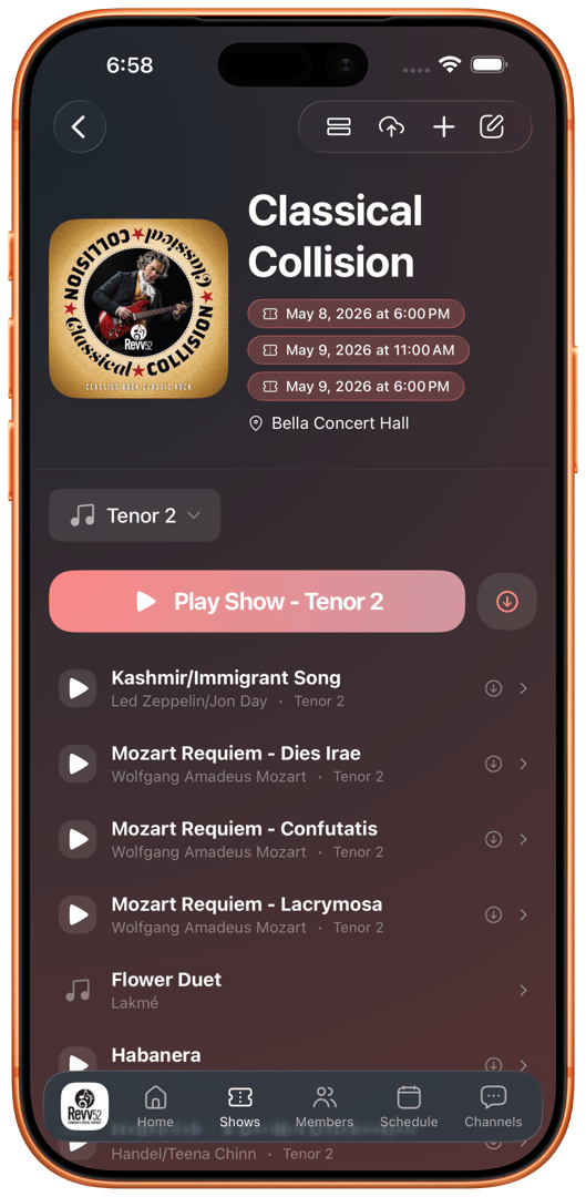 Rehearsal Track Player on iPhone