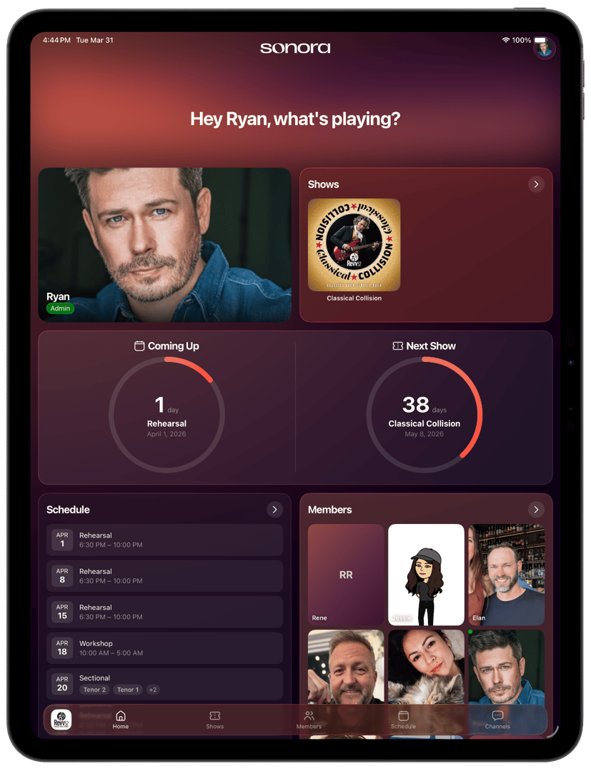 Sonora iOS app on iPad