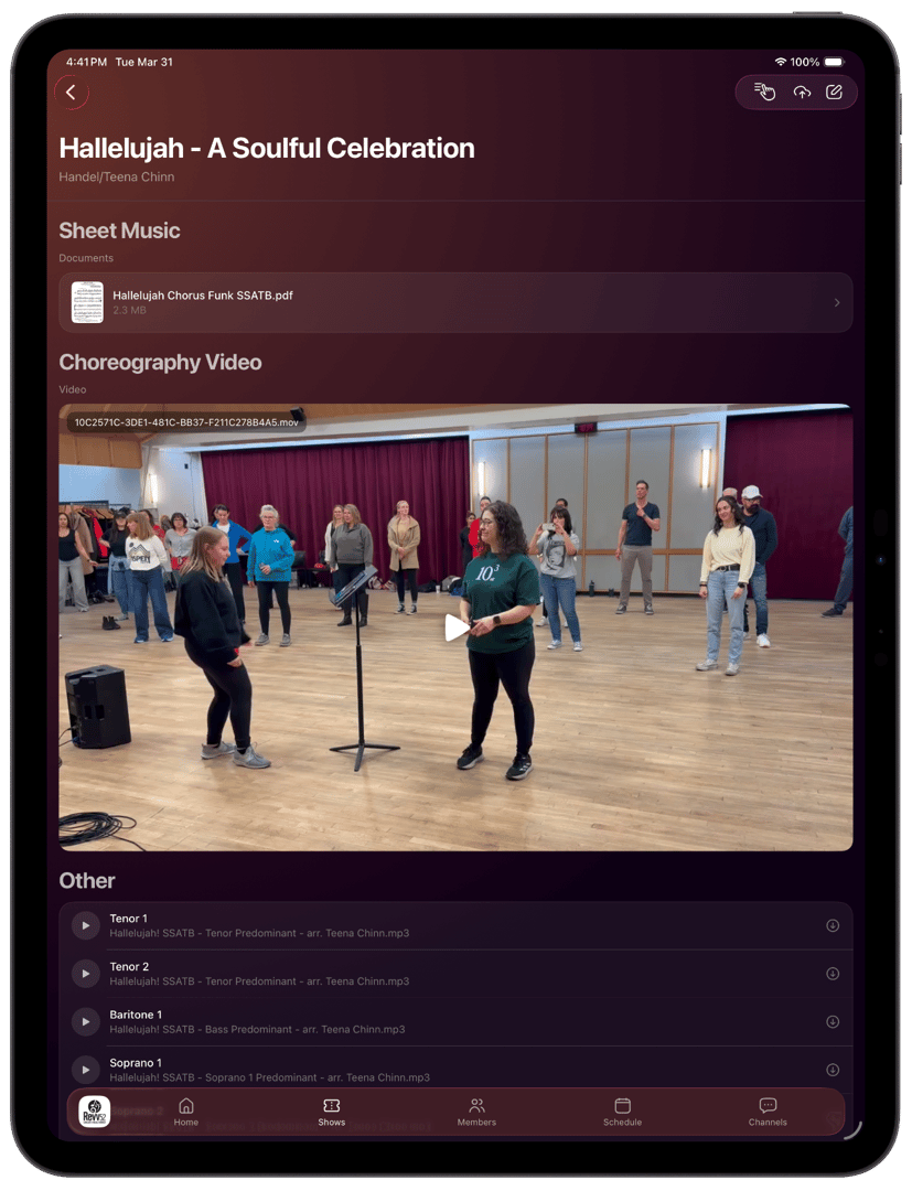 Rehearsal to Show Management on iPad