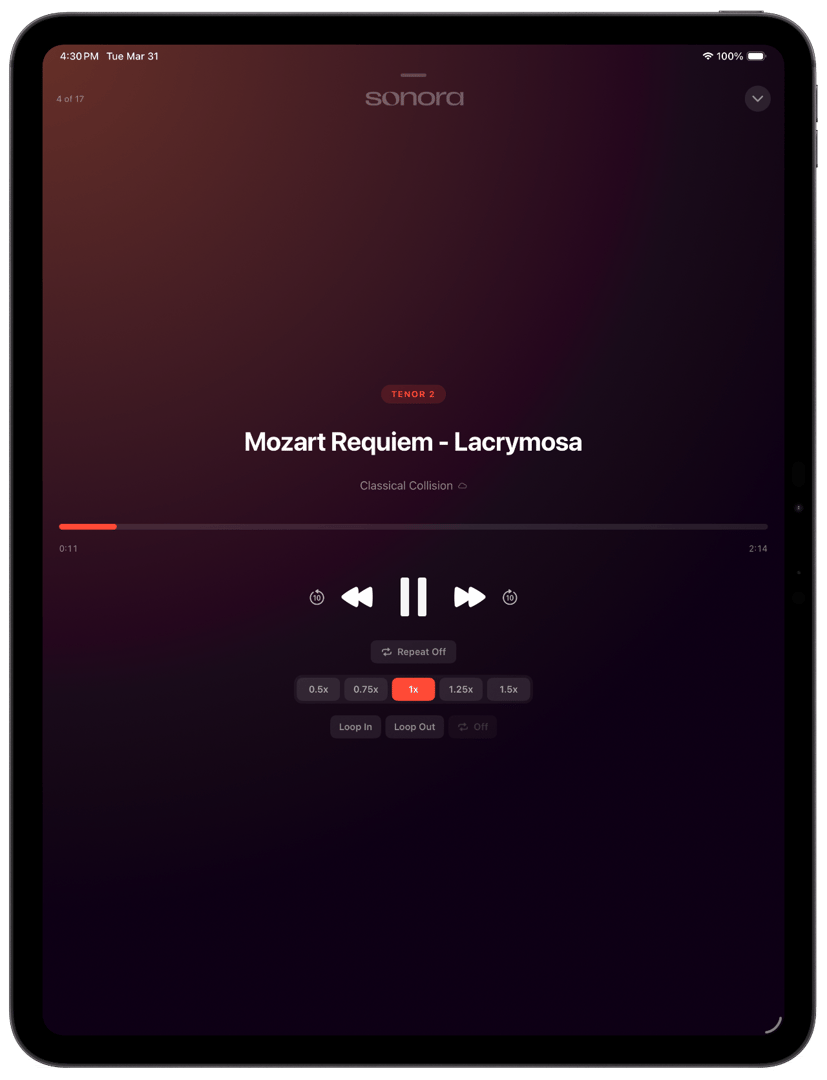 Rehearsal Track Player on iPad