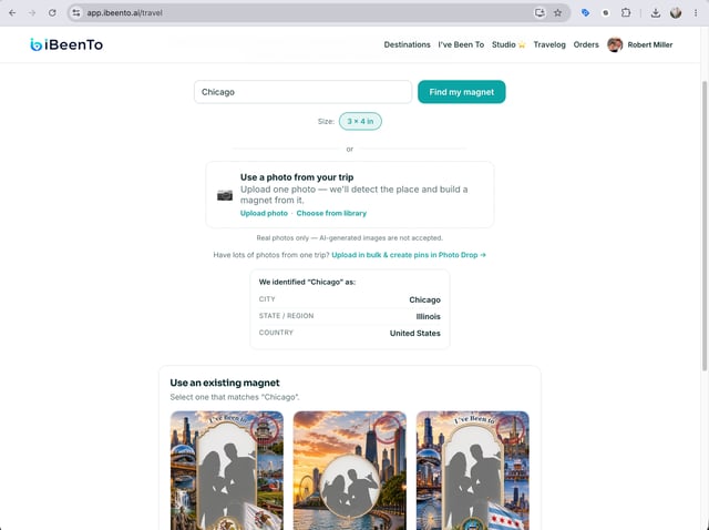 Searching destinations to create digital travel pins