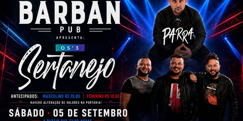 3 sertanejos e dj Parra