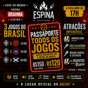 Passaporte Oficial Arena Brahma Espina | 3 Jogos do Brasil