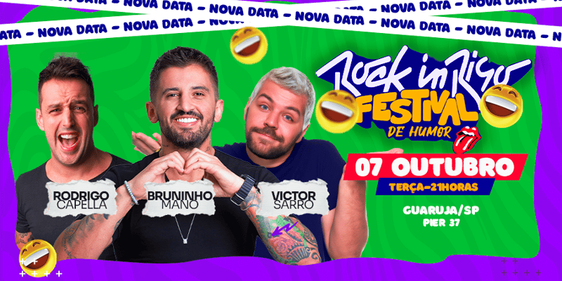 Rock In Riso com Victor Sarro, Rodrigo Capella e Bruninho Mano no Guarujá 