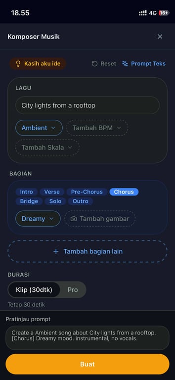 Komposer Musik kakak.ai — generate musik dari teks