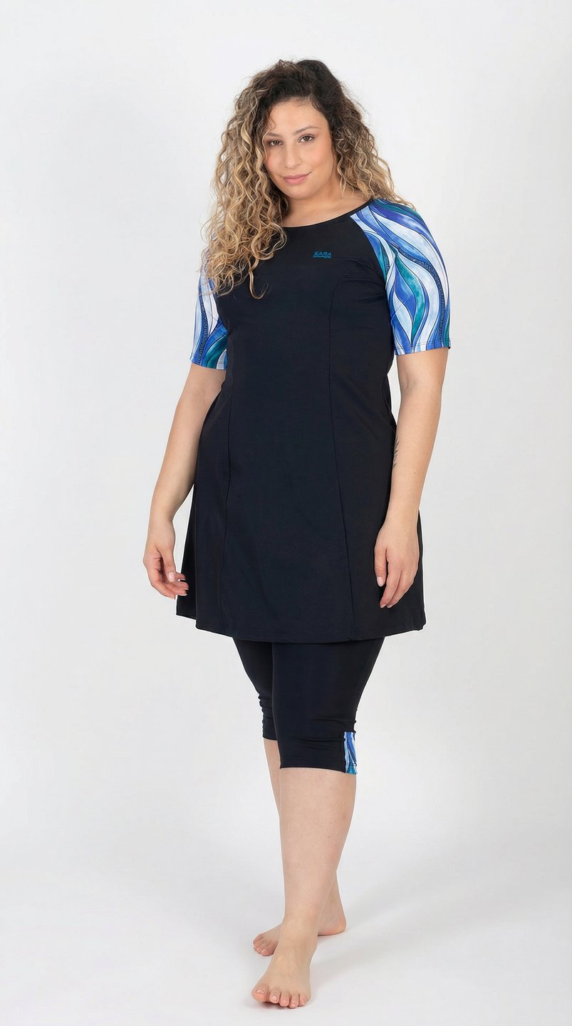 Blue Waves Short Sleeve Tunic for Swim and Sport alternate view