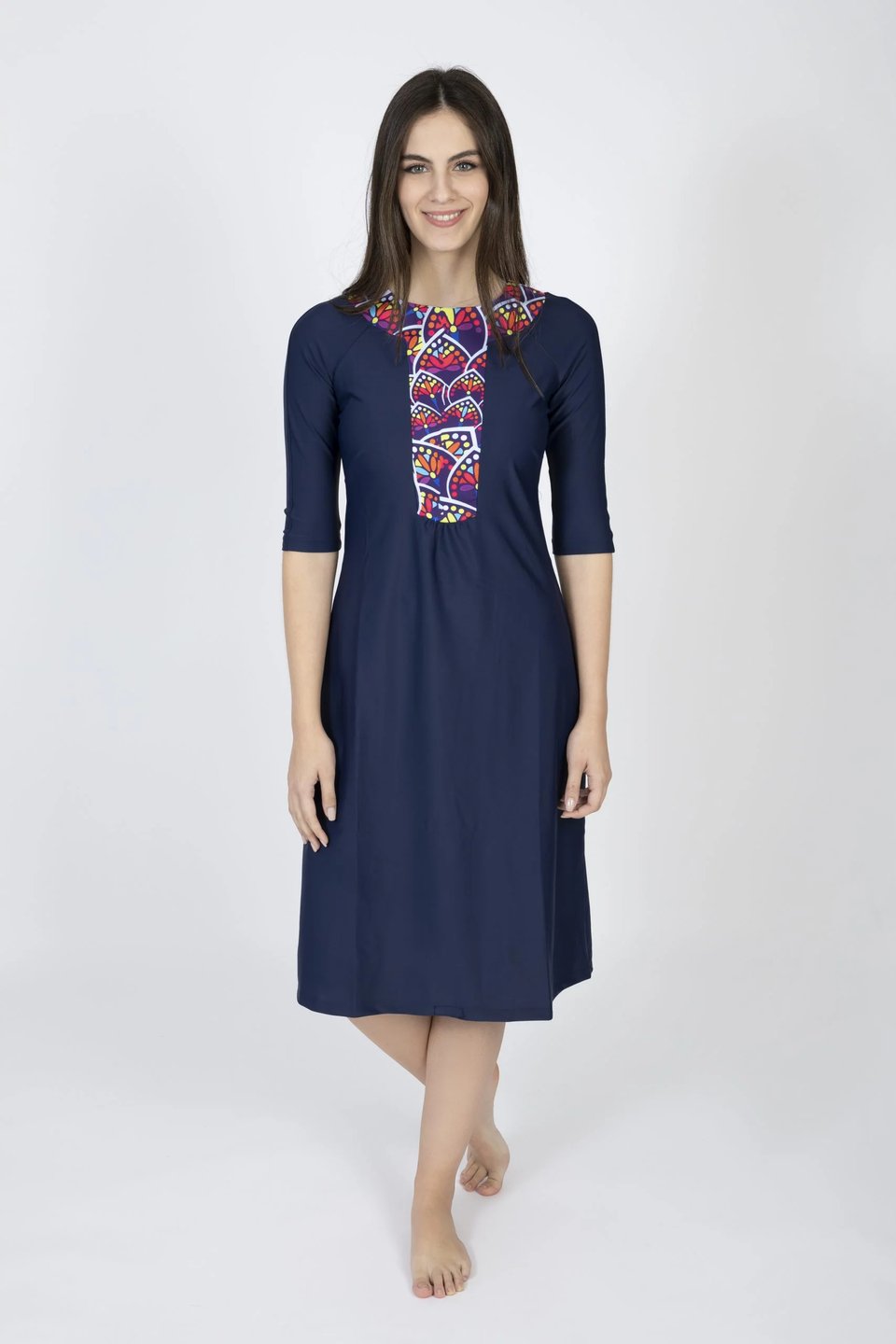 אתני כחול עם עלים צבעוניים - Image 1