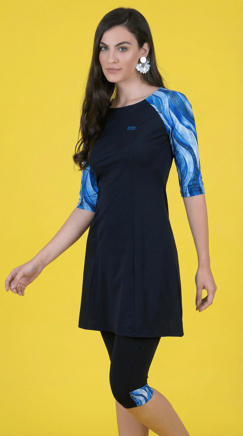 Blue Waves Long Sleeve Tunic for Swim and Sport alternate view