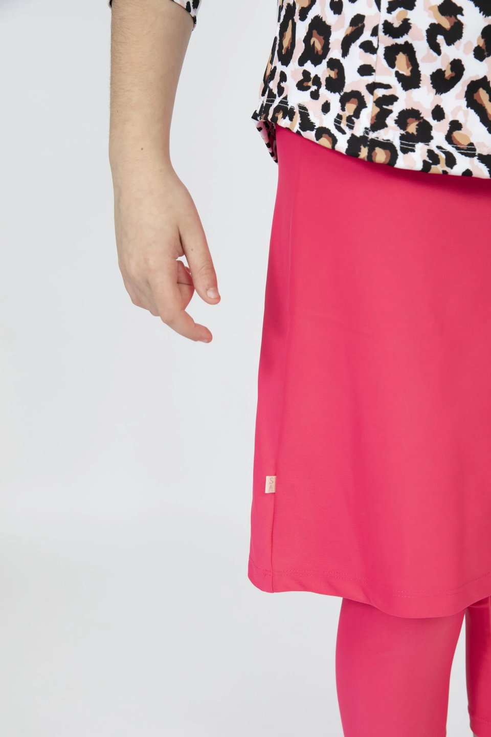 Girls Pink Leopard Top and Skirt Swim Set Mini Me - Thumbnail 3