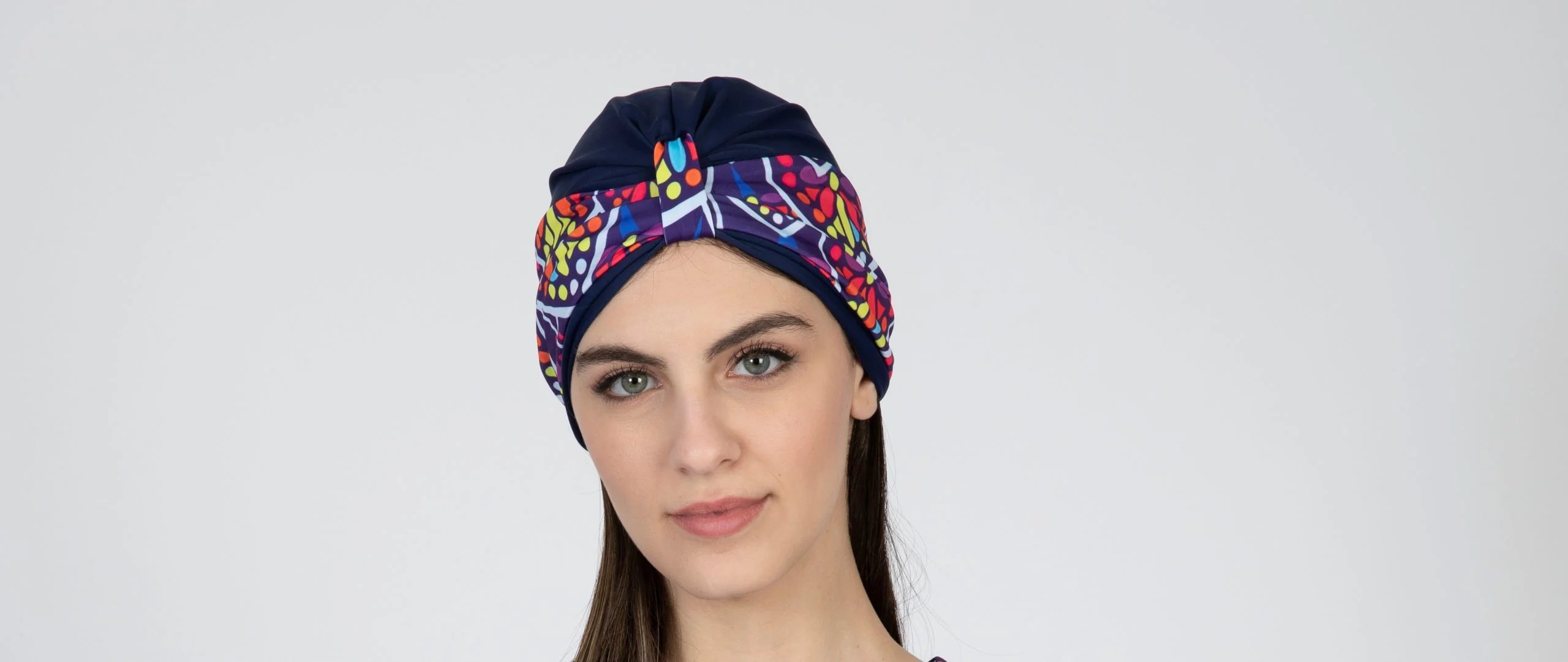 טוניקה שרוול ארוך עלים צבעוניים לשחייה וספורט - Thumbnail 3