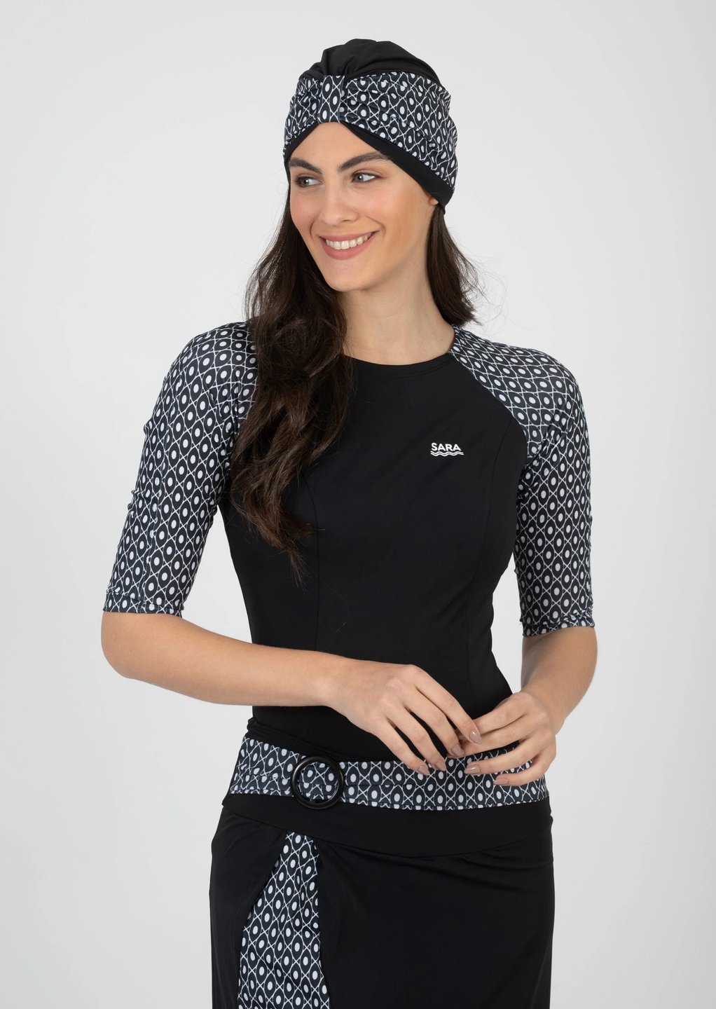 Black and White Buckle Swim Set - Thumbnail 3