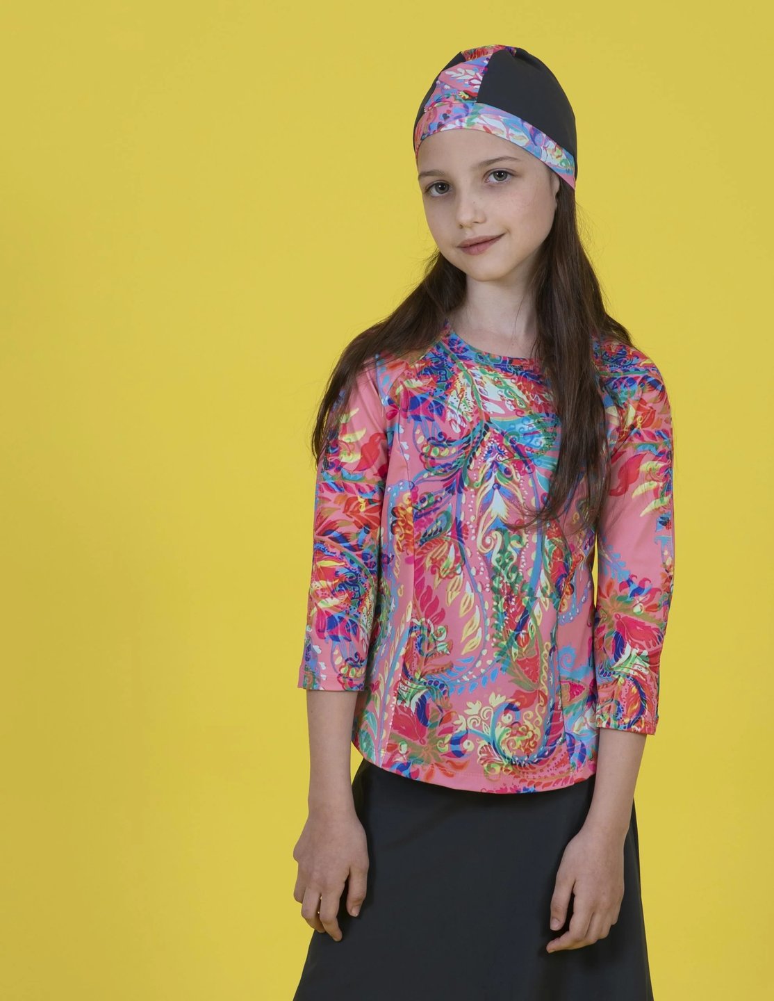 סט חולצה וחצאית לילדות אפור וקשמיר ורוד alternate view