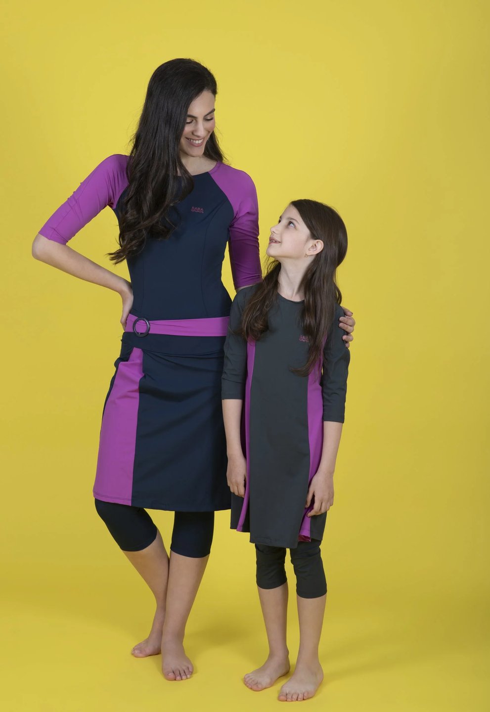 טוניקה ילדות אפור וסגול - Thumbnail 3