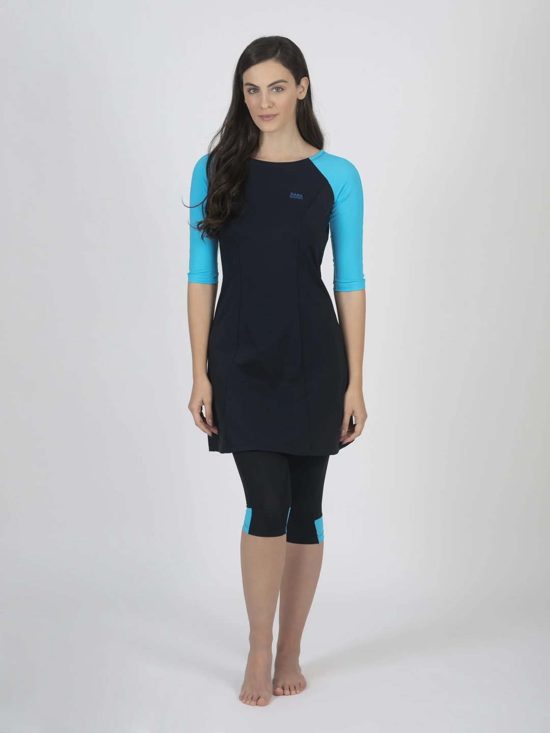 Dark Blue and Light Blue Long Sleeve Tunic for Swim and Sport