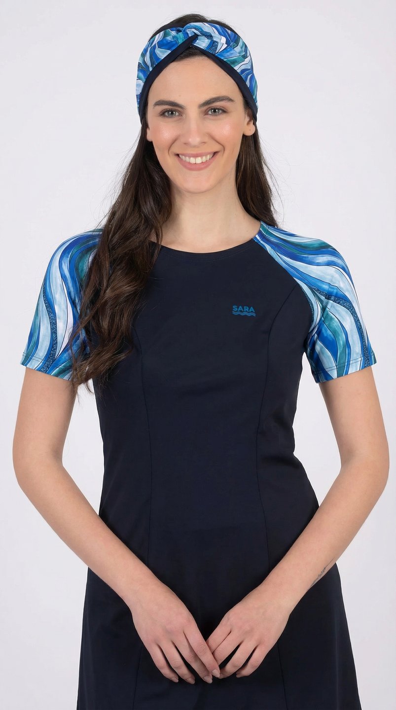 Blue Waves Short Sleeve Tunic for Swim and Sport - Image 4