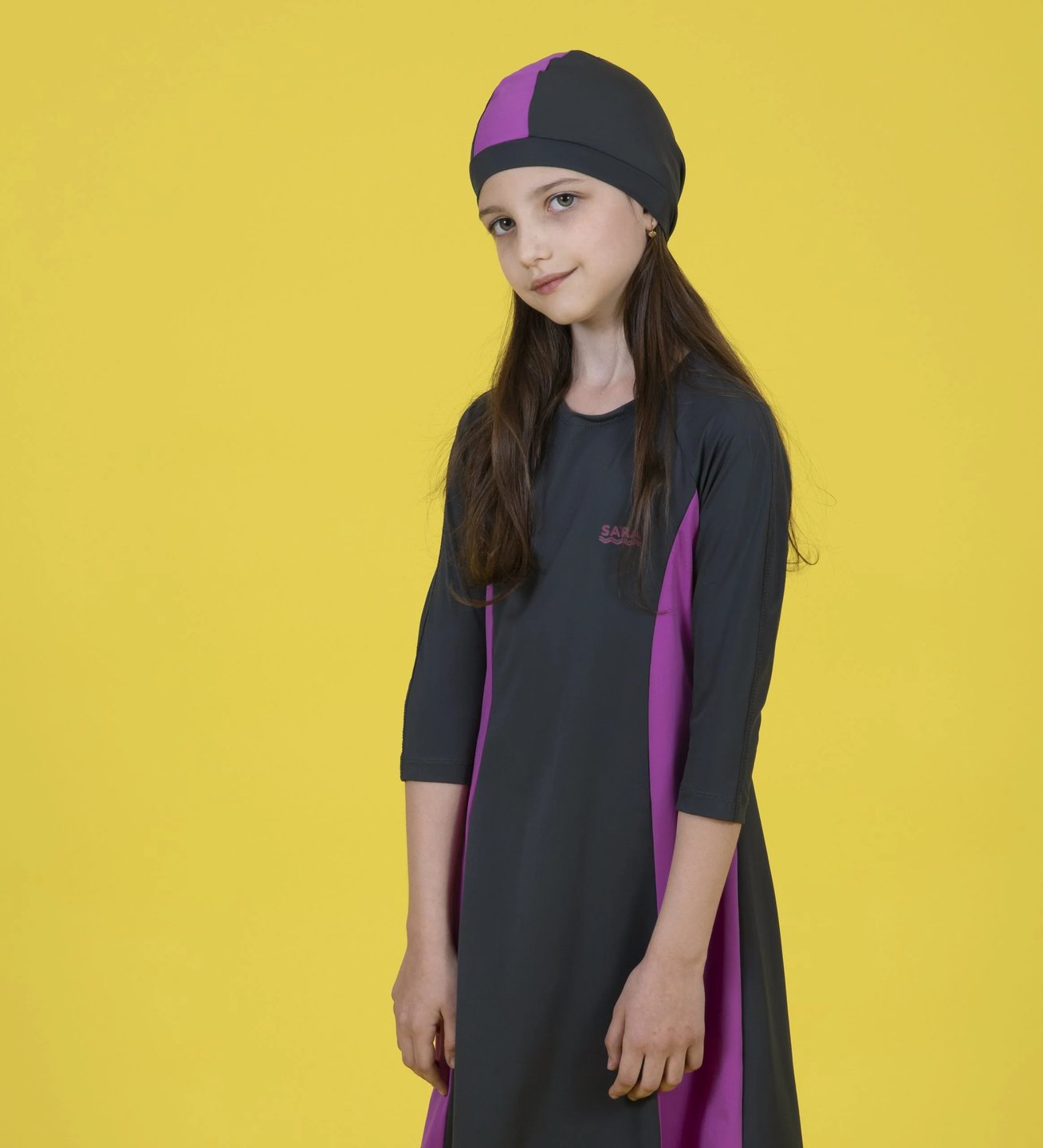 טוניקה ילדות אפור וסגול - Thumbnail 2