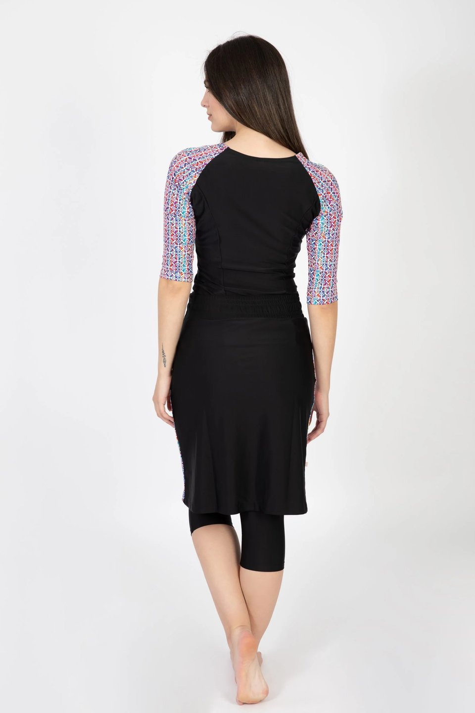 סט שחייה שלושה חלקים ארוך ויטראז צבעוני - Thumbnail 4