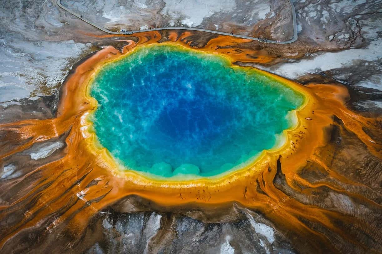 Grand Prismatic Spring ไวโอมิง สหรัฐอเมริกา