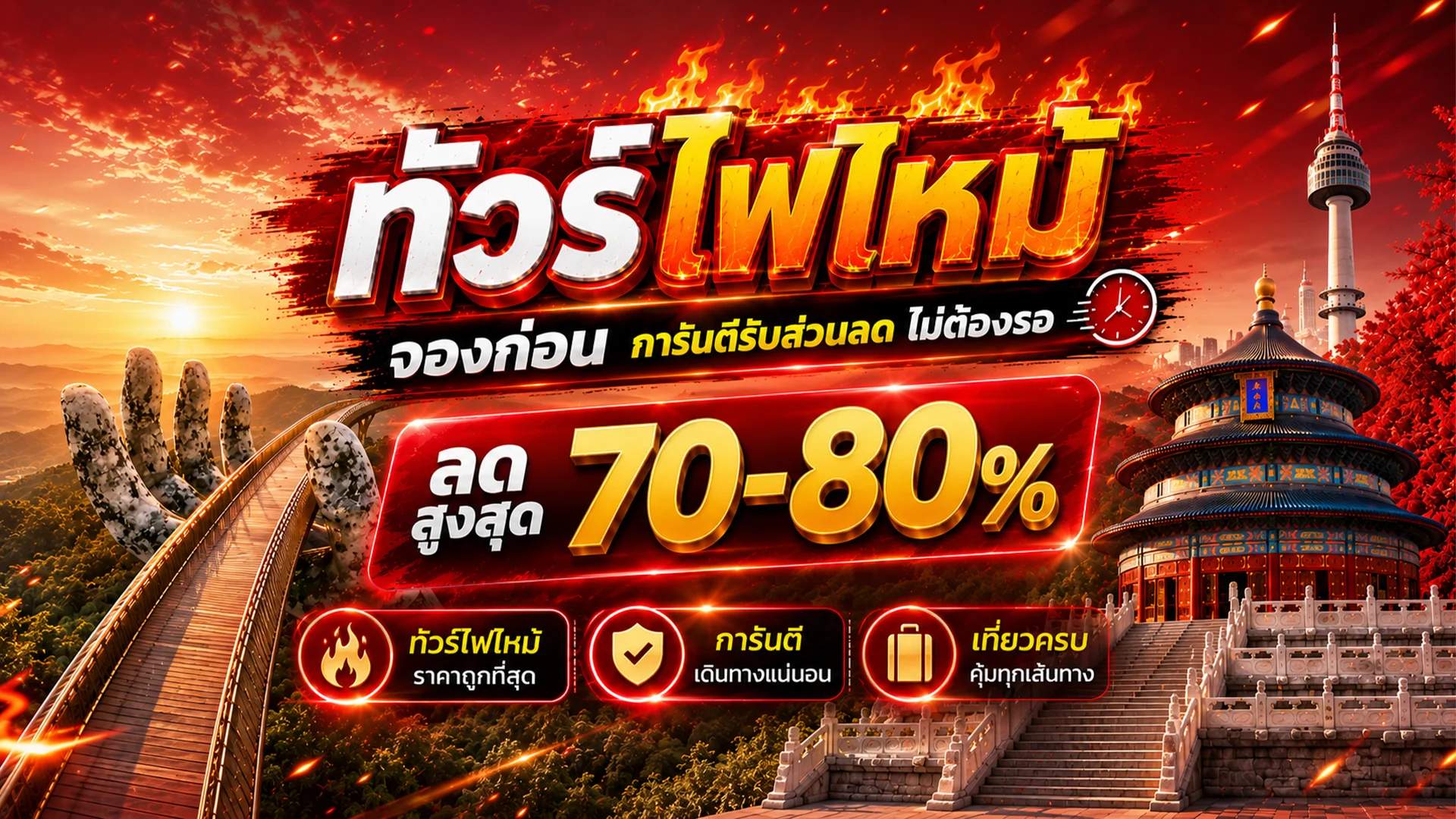 ทัวร์ไฟไหม้ ลดสูงสุด 70-80%