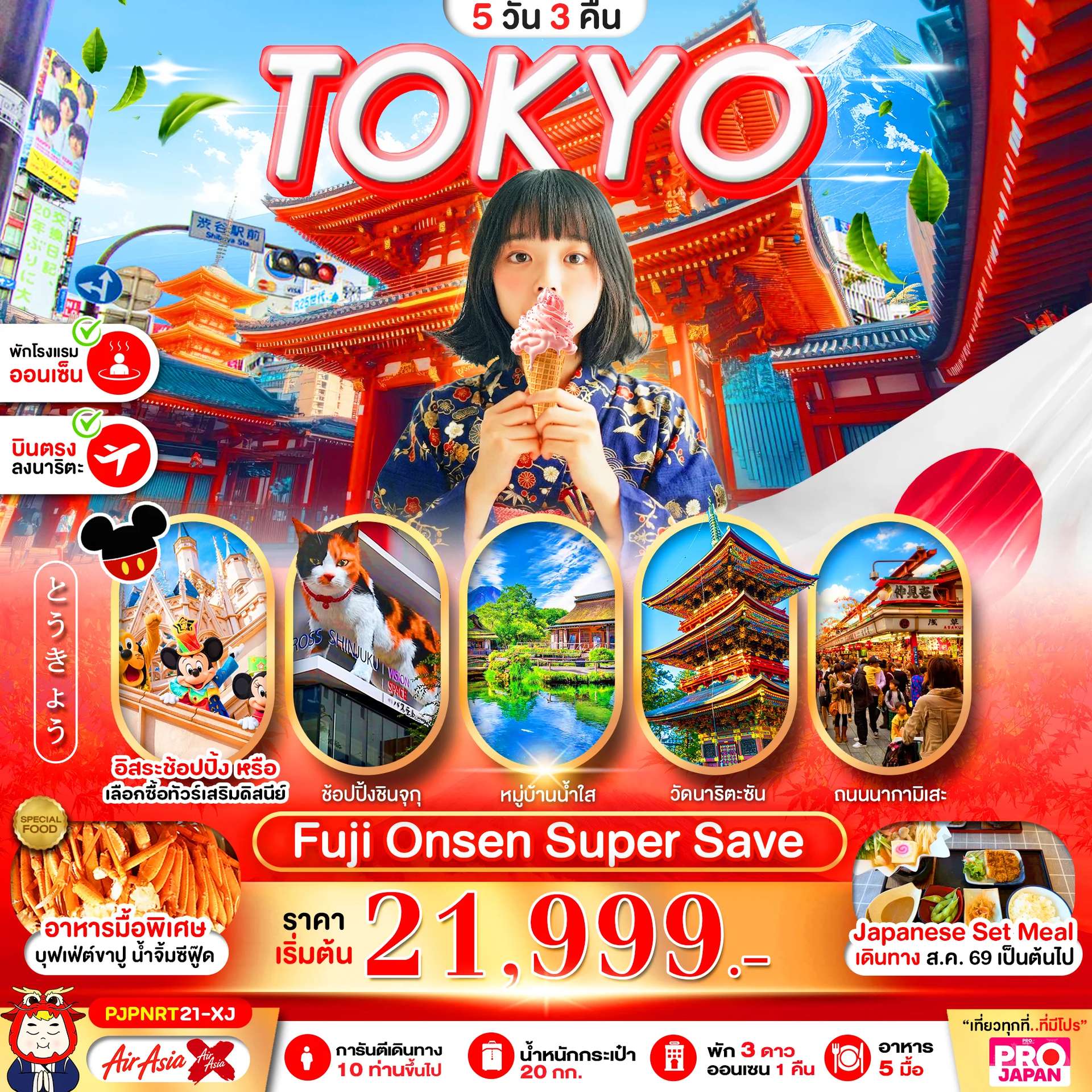 ทัวร์ญี่ปุ่น PRO TOKYO FUJI ONSEN SUPER SAVE FREE DAY 5D3N